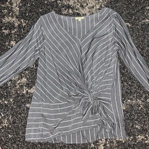 Long sleeve gray and white striped dress shirt! Size small